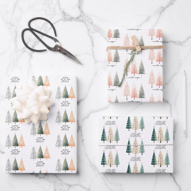 Weihnachtsbaum Niedlich Geschenkpapier Set (Vorderseite)