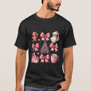 Weihnachtsbaum Niedlich Retro Coquette Bow Pink Wo T-Shirt
