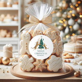 Weihnachtsbaum Niedlich Tiger Frohe Weihnachtsfeie Runder Aufkleber