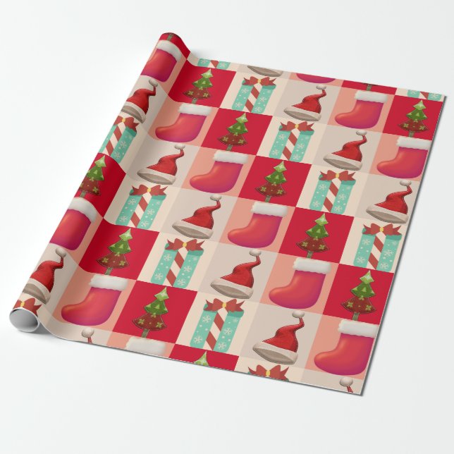 Weihnachtsbaum Niedlich Weihnachtsfeier Weihnachte Geschenkpapier (Ungerollt)