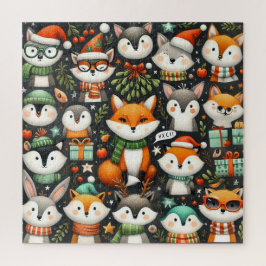 Weihnachtsbaum Niedliche Mistletoe Füchse Puzzle
