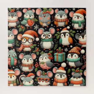 Weihnachtsbaum Niedliche Mistletoe Mäuse Puzzle