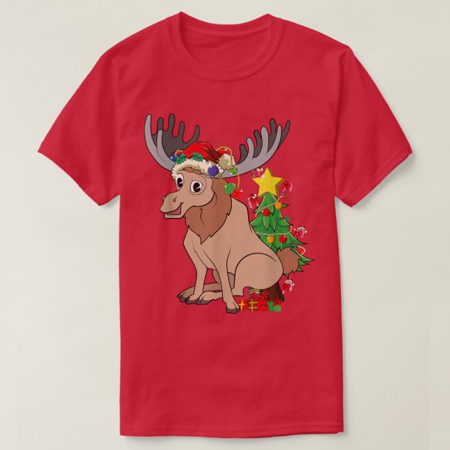 Weihnachtsbaum Niedlichen Elchwald Tier Lover Xmas T-Shirt (Design vorne)