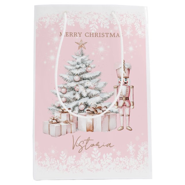 Weihnachtsbaum Nutcracker Schneeflocken Mittlere Geschenktüte (Vorderseite)