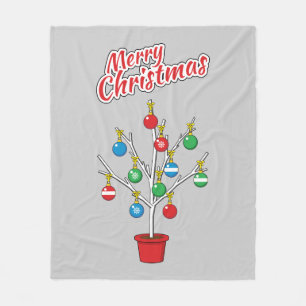 Weihnachtsbaum ohne Blätter - Frohe Weihnachten Fleecedecke