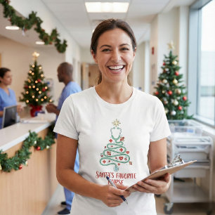 Weihnachtsbaum-Ohrstethoskop: Santas Lieblingskran T-Shirt