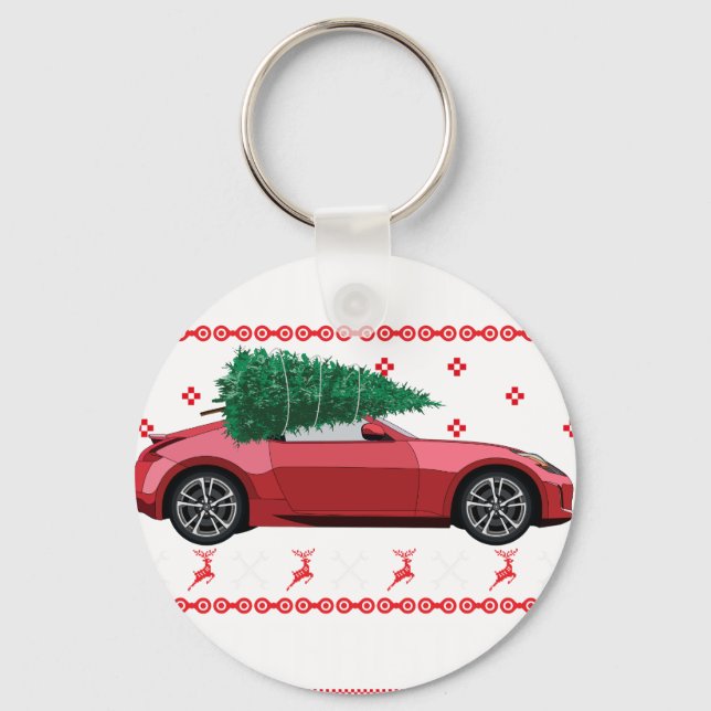 Weihnachtsbaum Oldtimer Auto Xmas hässlicher Sweat Schlüsselanhänger (Vorderseite)