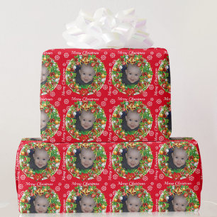 Weihnachtsbaum Ornament Baby Kinder Foto Vorlage W Geschenkpapier
