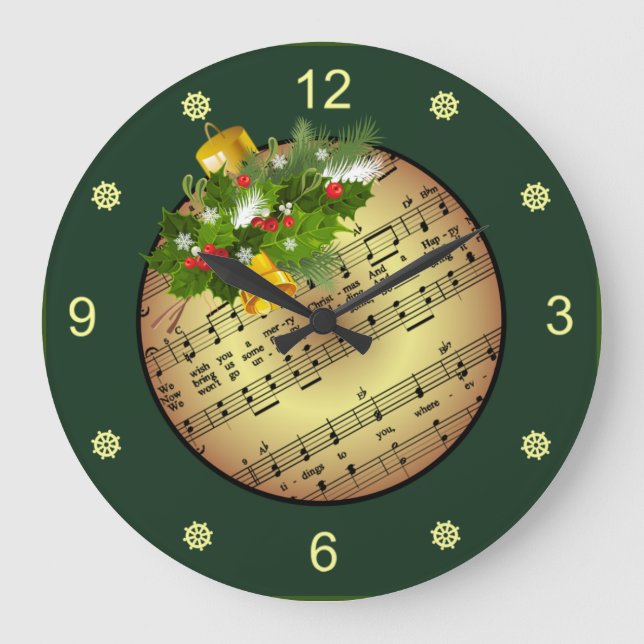 Weihnachtsbaum Ornament ~ Bell & Mistletoe ~ Große Wanduhr (Vorderseite)