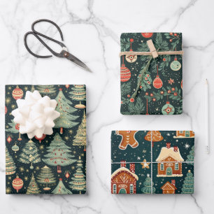 Weihnachtsbaum Ornament Lebkuchen Geschenk Geschenkpapier Set