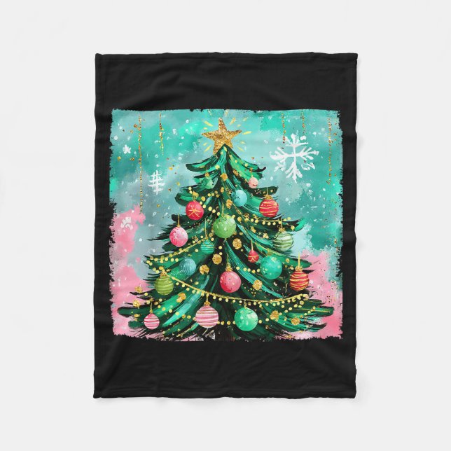 Weihnachtsbaum Ornamente Feiertage Xmas Lichter Mä Fleecedecke (Vorderseite)