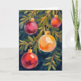 Weihnachtsbaum Ornamente Wasserfarbener Urlaub Karte