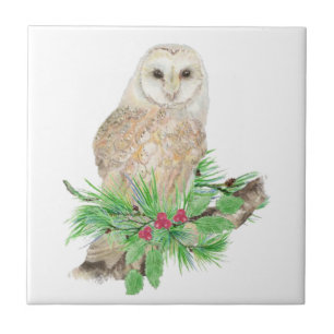 Weihnachtsbaum Owl Vogel Wildlife Fliese
