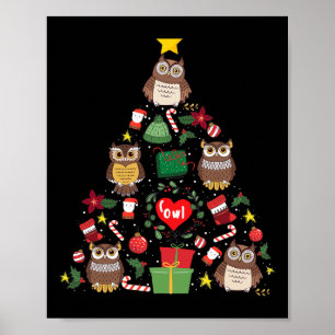 Weihnachtsbaum Owl Weihnachtsgeschenke m Poster