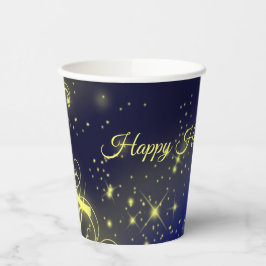 Weihnachtsbaum Party Gold Stars Navy Blue Holidays Pappbecher