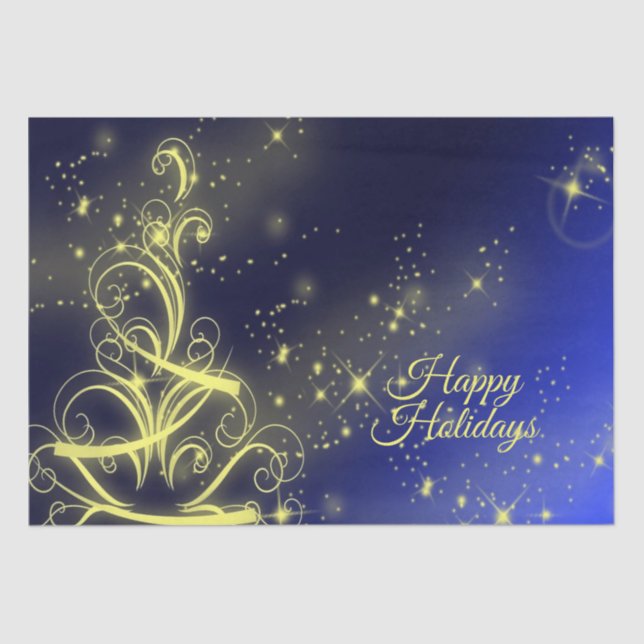 Weihnachtsbaum Party Gold Stars Navy Blue Holidays Seidenpapier (Vorderseite)