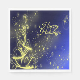 Weihnachtsbaum Party Gold Stars Navy Blue Holidays Serviette