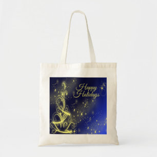 Weihnachtsbaum Party Gold Stars Navy Blue Holidays Tragetasche