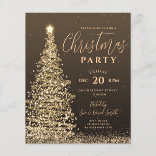 Weihnachtsbaum Party Goldene Feiertage Einladung Flyer
