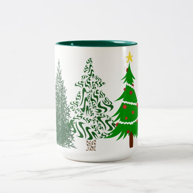Weihnachtsbaum-Party-Tasse des Kindes Zweifarbige Tasse (Mittel)