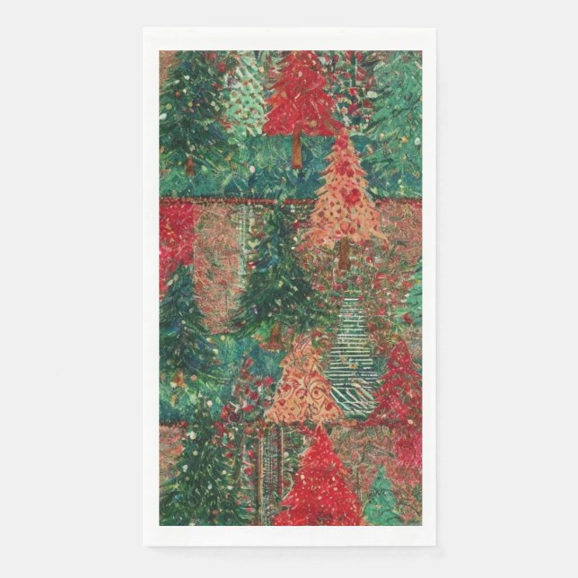 Weihnachtsbaum-Patchwork-Design Serviette (Vorderseite)