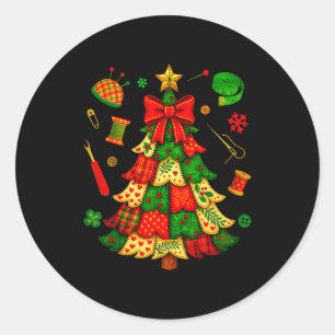 Weihnachtsbaum-Patchwork-Quilten-Quilter-Nähen L Runder Aufkleber