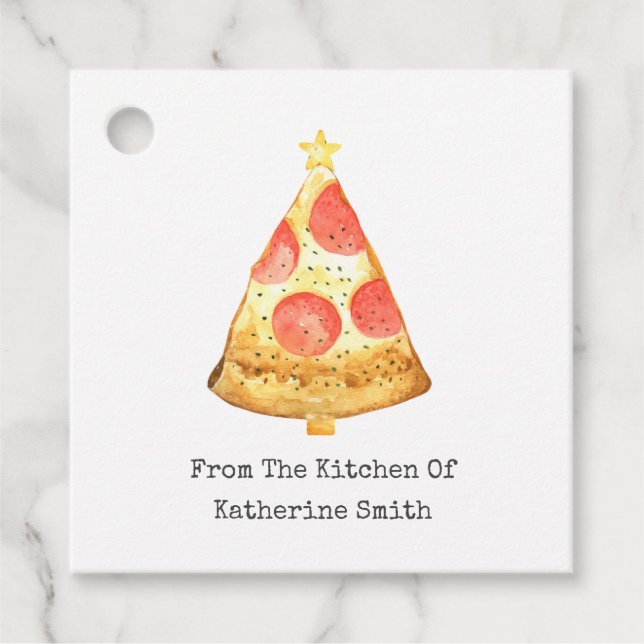 Weihnachtsbaum Pepperoni Pizza aus der Küche Geschenkanhänger (Vorderseite)