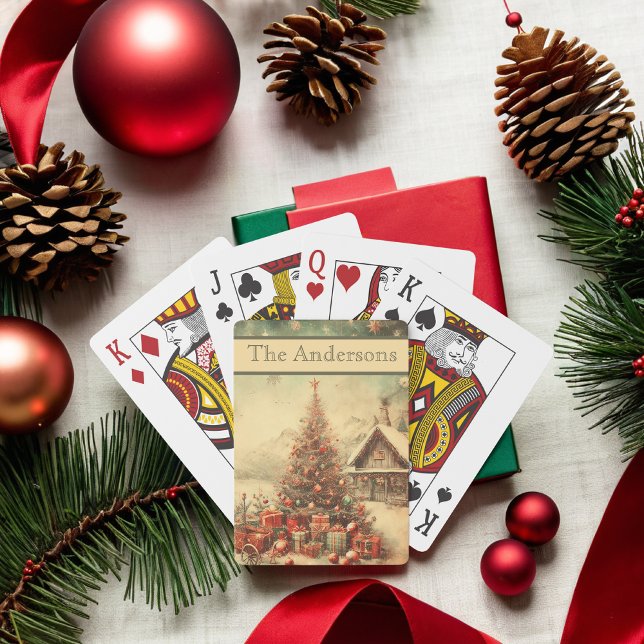 Weihnachtsbaum personalisiert spielkarten (Vintage Christmas tree personalized Poker Cards)