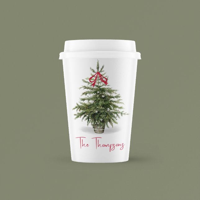 Weihnachtsbaum Personalisierte Wasserfarbe Pappbecher (Personalized watercolor Christmas tree paper cup)