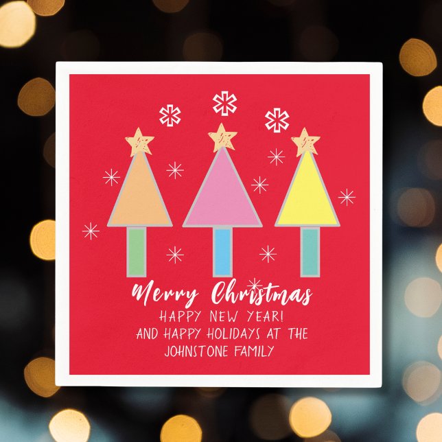 Weihnachtsbaum Personalisierter Name Niedliches Ro Serviette (Merry Christmas, Happy Holidays and a Happy New Year!)