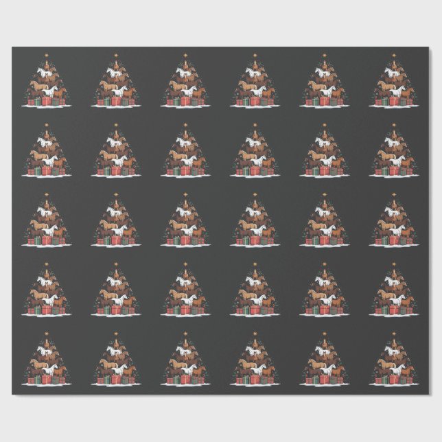 Weihnachtsbaum Pferdeküche Weihnachten Geschenkpapier (Flach)