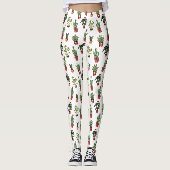 Weihnachtsbaum Pflanze Weihnachtsmuster Leggings (Vorderseite)