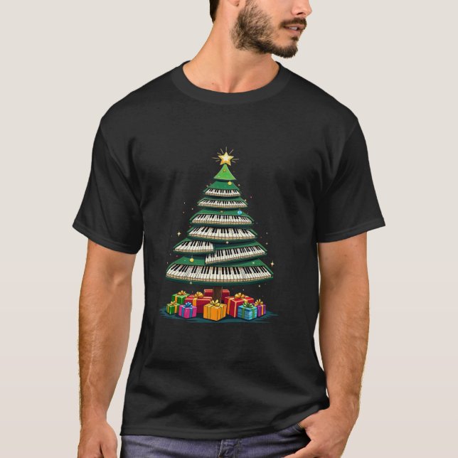 Weihnachtsbaum Piano Keyboard Holiday Music Lover T-Shirt (Vorderseite)