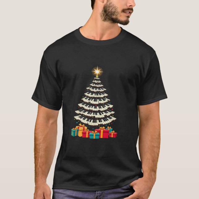 Weihnachtsbaum Piano Keyboard Holiday Music Lover T-Shirt (Vorderseite)