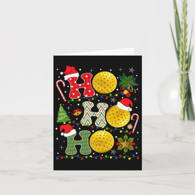 Weihnachtsbaum Pickleball Ho Ho Ho Santa Lights Xm Karte (Vorderseite)