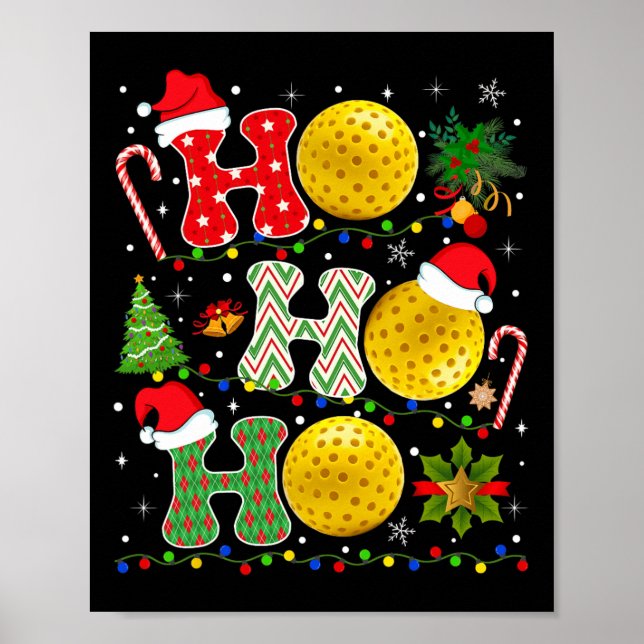 Weihnachtsbaum Pickleball Ho Ho Ho Santa Lights Xm Poster (Vorne)