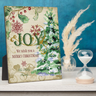 Weihnachtsbaum Pine Cone Joy Snowflake Collage Fotoplatte