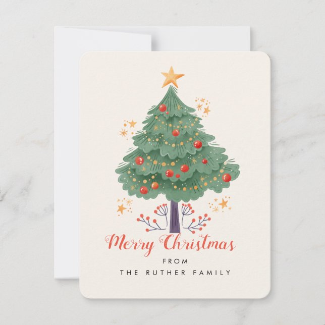 Weihnachtsbaum Pines Urlaub Niedlich Feiertagskarte (Vorderseite)