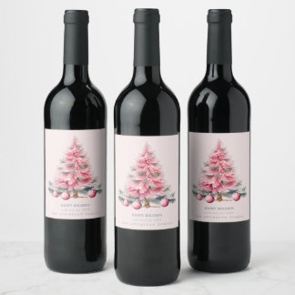 Weihnachtsbaum Pink Baubles Wein Labels Weinetikett