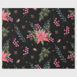 Weihnachtsbaum Pink Berries Muster Wrapping Paper Geschenkpapier