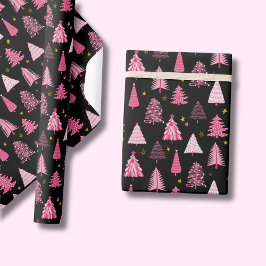 Weihnachtsbaum Pink Black Geschenkpapier