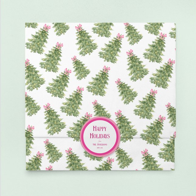 Weihnachtsbaum & Pink Bow Holiday Tissue Seidenpapier (Von Creator hochgeladen)