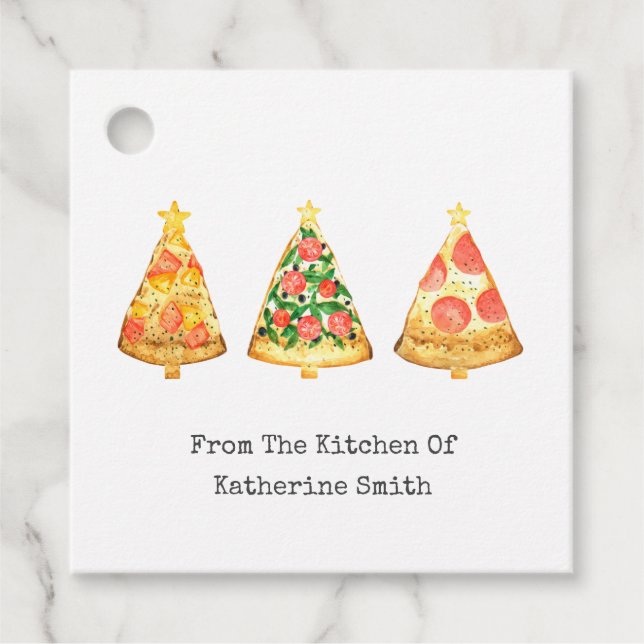 Weihnachtsbaum Pizza aus der Küche von Geschenkanhänger (Vorderseite)