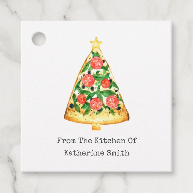 Weihnachtsbaum Pizza Slice aus der Küche von Geschenkanhänger (Vorderseite)