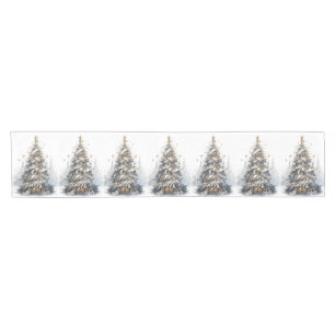 Weihnachtsbaum Poinsettia Winterschnee Kurzer Tischläufer