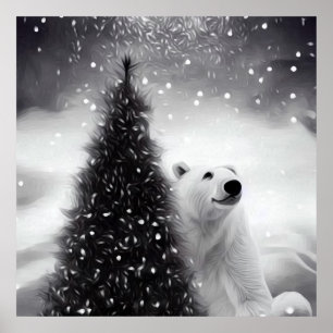 Weihnachtsbaum & Polar-Bär Poster
