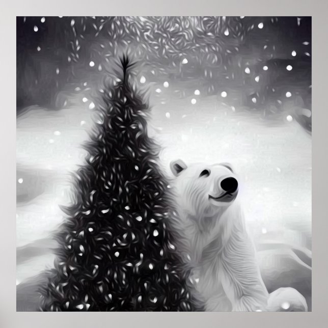 Weihnachtsbaum & Polar-Bär Poster (Vorne)