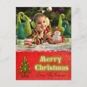 Weihnachtsbaum Postcard Personalisiert Red Feiertagspostkarte