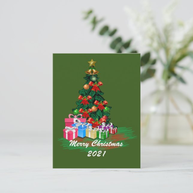 Weihnachtsbaum Postkarte (Stehend Vorderseite)