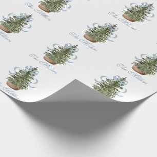 Weihnachtsbaum Preppy-Schleife Blau Weihnachten Geschenkpapier